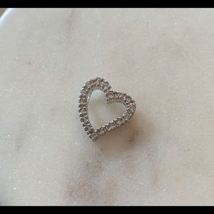 Clear Crystal Silver Heart Pendant NWOT